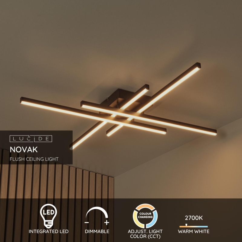 Lucide NOVAK - Flush ceiling light - LED Dim. - CCT - 1x42W 2700K/4000K - Black